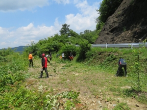 広場の下草刈り