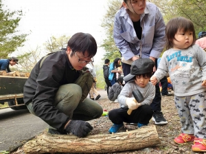 しいたけの菌打ち